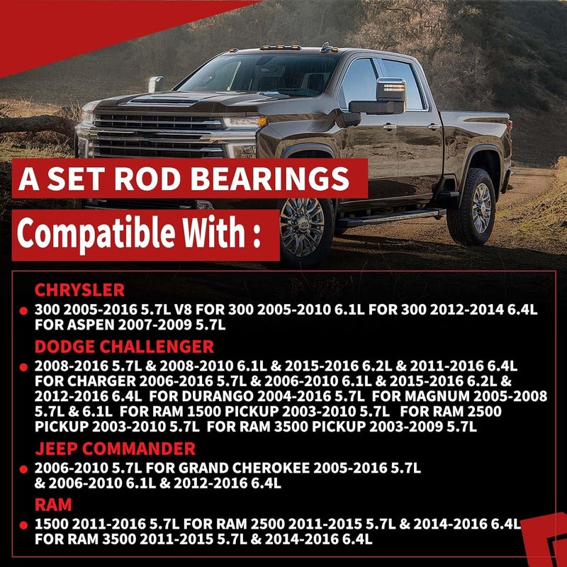 EPChunMi مجموعة محامل قضبان STD RB1160 8-4960P لسيارات كرايسلر ورام ودودج وجيب 5.7 6.1 6.4L V8 2003-2016 استبدال BB111J - Image 5